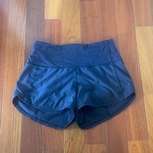 Navy running workout Lululemon athletic shorts